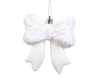 Decoris décoration de sapin - nœud papillon 9.8cm en plastique, couleur blanc 1 pièce