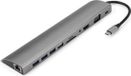 DrPhone MD2 - Station d'accueil pour ordinateur portable - Concentrateur USB-C - 11 en 1 avec Ethernet Gigabit - 4K HDMI, VGA, 3x USB3.0 – Micro SD / SD - USB-C PD 3.0 et audio 3,5 mm - Convient pour Macbook / Windows - Argent