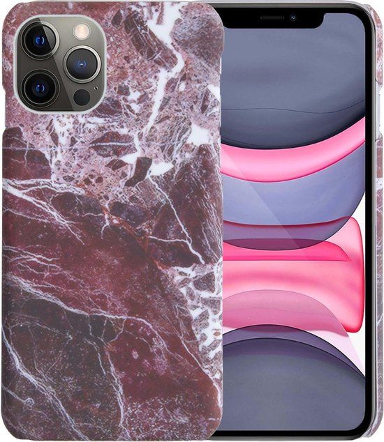 LUQ iPhone 11 Pro Case - Marble Design - Red - Hard Cover