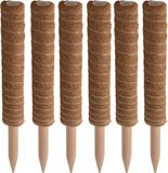Pro garden plantenstok kokos - 6x - eucalyptushout - D4,5 x H40 cm - plantensteun
