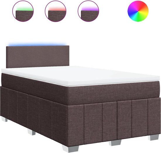 vidaXL Boxspring met matras stof donkerbruin 120x200 cm