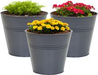 Mega Collections pot Bob - 3x - zinc - anthracite - D15 x H13 cm