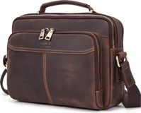 CarryQuest® - Sac bandoulière en cuir vintage pour homme - Marron foncé
