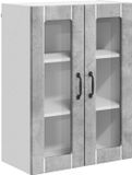 vidaXL - Wandglas - Kasten - LUCCA - Betongrijs - 60 x 31 x 80 cm - Bewerkt hout