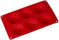 CREALYS 512283 moule à gâteau en silicone pour 6 gâteaux, 29 x 17 x 2 cm, rouge