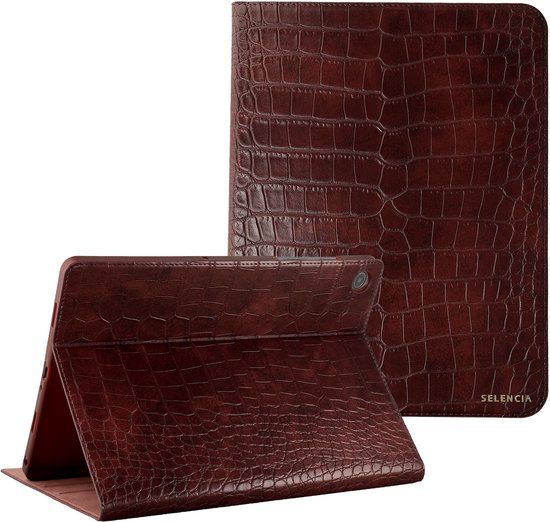 Selencia Tablet Hoes - Geschikt voor Samsung Galaxy Tab A9 Plus / Galaxy Tab A11 Plus - Croco Tablet Bookcase - Donkerrood