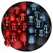 Decoris Kerstballen 60x stuks - mix rood/donkerblauw - 4-5-6 cm - kunststof - kerstversiering