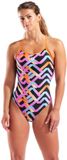 Arena Dames Badpak Texture Tie Back Multicolor Zwart Oranje