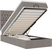 vidaXL - Lit plateforme avec matelas - 80x200cm - Tissu - Taupe