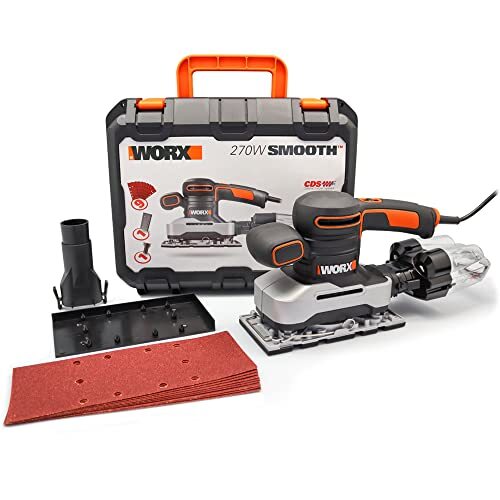 Worx WX642.1 Vlakschuurmachine - Elektrisch professioneel schuurgereedschap met 270W - Incl. schuurpapier & koffer - Grootte: 187 x 90 cm