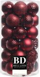 Shoppartners Bv 37x pièces boules de Noël en plastique rouge foncé 6 cm inclus boules de Noël crochets