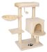 Poteau griffoir chat - 93 cm - Peluche balle, grotte et lit - Sisal - Beige - Avec fixation murale