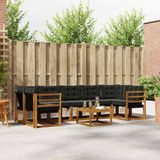 vidaXL Hoek loungeset 7 zitplaatsen Acaciahout Naturel en zwart