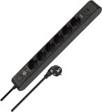 Brennenstuhl Multiprise avec protection contre les surtensions, 6 prises, USB-A, Noir/Anthracite