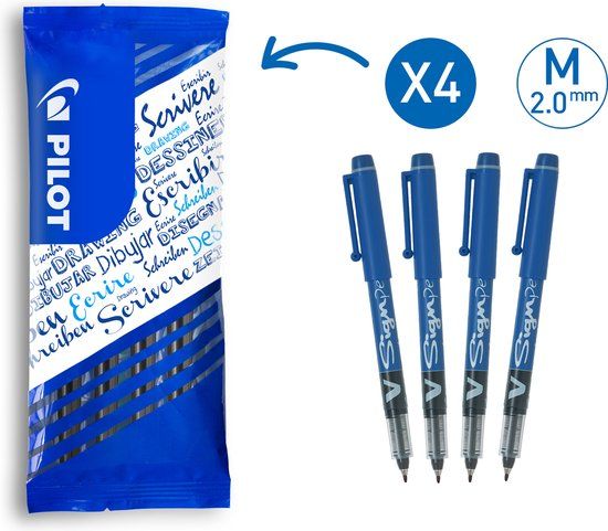 Pilot V-Sign Fineliner Pen - Blauw - 4 stuks