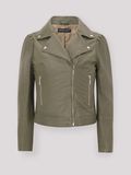 REPEAT cashmere Leren bikerjas met pofmouwen