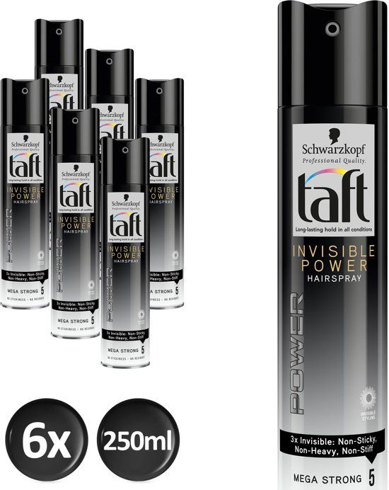 Taft Schwarzkopf Invisible Power Haarspray 250 ml - 6 stuks - Voordeelverpakking