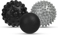 oCreon Fascia-bal, set van 3, kleine, harde "egel"-bal, fascia-massagebal met noppen, massageballen voor het behandelen van spierspanning