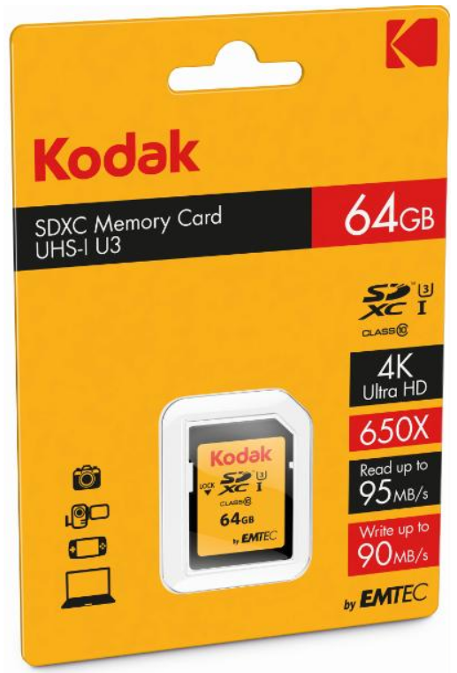 Kodak SDXC 64GB Class10 U3 - SD geheugenkaart