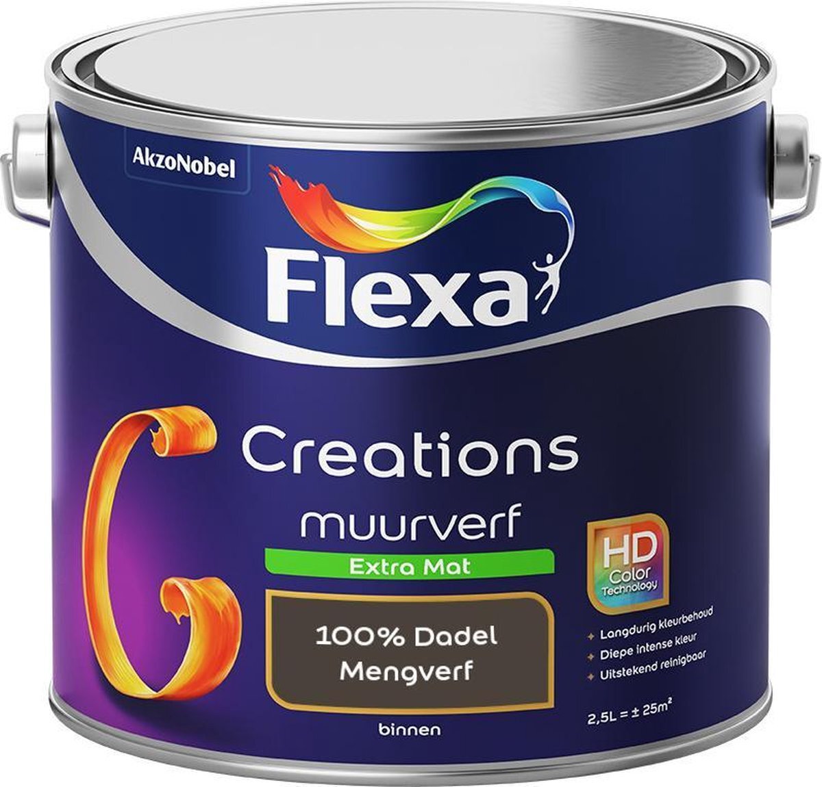 FLEXA Creations Muurverf - Extra Mat - Mengkleuren Collectie - 100% Dadel - 2,5 liter