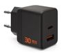 Urban Armor Gear Chargeur rapide GaN 30W avec ports USB-C et USB-A, Noir/Orange