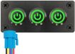 ProRide Interrupteurs à pression en métal en panneau encastrable triple 12-24V ON-OFF - 19mm - IP67 - Indicateur LED Vert