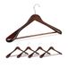 Relaxdays houten kledinghangers set van 5, brede schouders, pakken, jassen, 360° draaibare haak, met broeklat, bruin