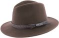 Herman Chapeau grand bord droit marron avec ceinture torsadée et des cache-oreilles rétractables