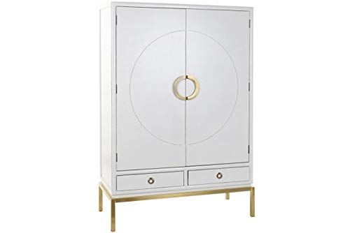DRW Kast met 2 deuren en 2 laden - Wit en Goud - 120 x 50 x 175 cm