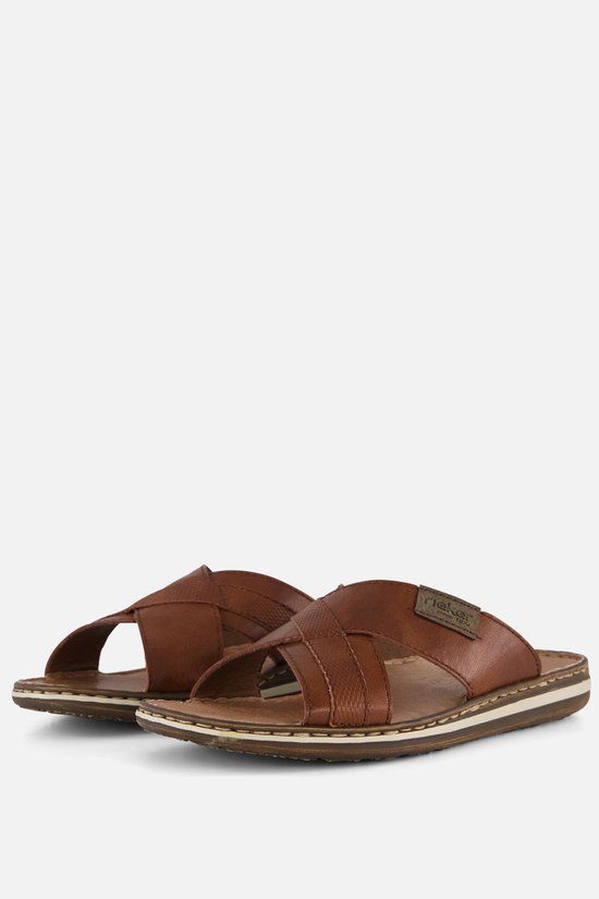 Rieker Slippers bruin Leer - Maat 41