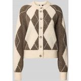 YAS Gebreid vest 'YASJOHI' beige / chocoladebruin / wit