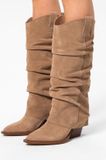 Sacha Dames Beige Suède Cowboylaarzen met Flap Maat 38