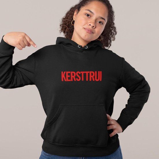 B&C Collection Foute Kerst Hoodie Zwart - 2XL - Unisex - Kersttrui