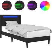 vidaXL Bedframe met LED-stripverlichting Zwart 90 x 200 cm Kunstleer