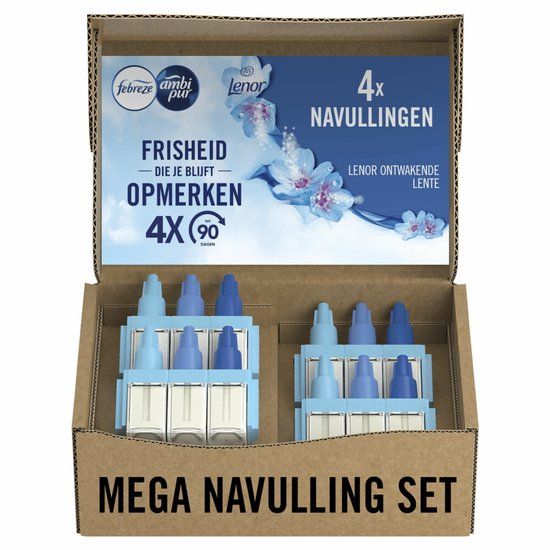 Ambi Pur / Febreze 3Volution - Ontwakende Lente - Elektrische Luchtverfrisser - 4 x navulling
