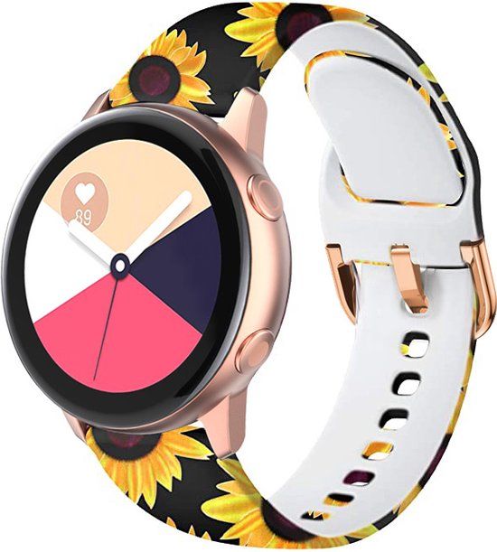Strap-it Smartwatch bandje 20mm - siliconen Zonnebloem print - Samsung Galaxy Watch 3/4/5/6/7 & Active (2)