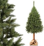 KADAX Kunstkerstboom, 220 cm, dennenboom met natuurlijke stam en met sneeuw bedekte punten, kerstboom van pvc, met stevige standaard, kerstdecoratie (Carla, 220 cm)