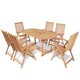 vidaXL 7-delige Tuinset met Klapstoelen Massief Teakhout