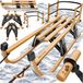 KESSER® Luge en bois premium - Luge pliable pour enfants - Luge en bois de hêtre avec corde de remorquage, poignée et skis en métal