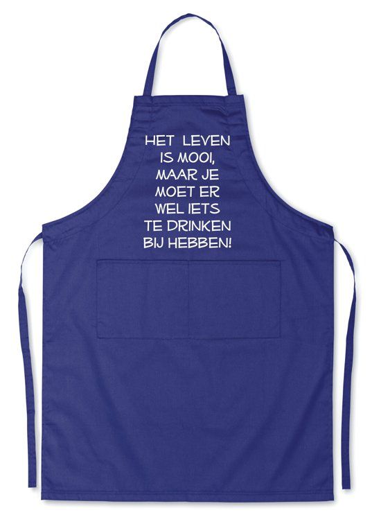 mijncadeautje kitchenware Mijcadeautje Schort - Het leven is mooi - opdruk wit - blauw