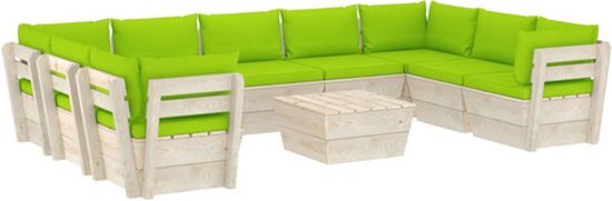 vidaXL 10-delige Loungeset met kussens pallet vurenhout