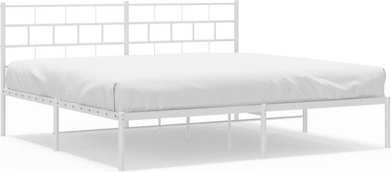 vidaXL Bedframe met hoofdbord metaal wit 180x200 cm