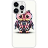 Hiboux coloré Bedrukt siliconen hoesje compatibel met iPhone 14 Pro