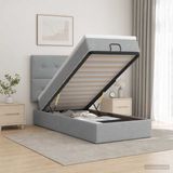 vidaXL Lit plateforme avec matelas et LED gris clair 100 x 200 cm tissu
