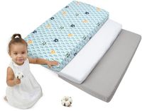 Medi Partners 3-delige set hoeslakens voor babybed, 60 x 120 cm, 100% katoen, babymatras, kinderslaapzak, babybed (bos met munt-wit-grijs)
