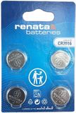 Renata Knoopcel batterijen - CR2016 - Lithium - 3V - 4 stuks