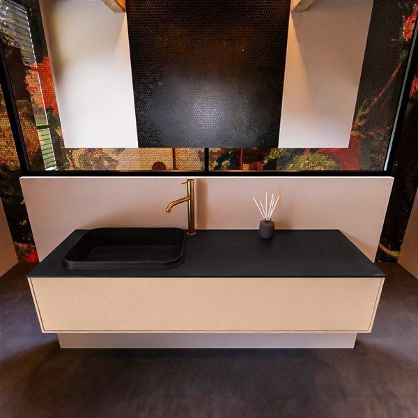 Mondiaz ERIN 150cm badmeubelset onderkast Rosee met 1 lade + Wastafel RIDGE links Urban ERIN11240