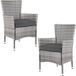 Casaria Polyrattan Tuinstoel - 2 Stuks Stapelbaar & Kussens - Grijs