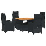vidaXL 5-delige Tuinset met Kussens Poly Rattan Zwart