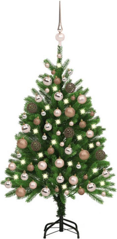 vidaXL Kunstkerstboom met verlichting en kerstballen 120 cm groen